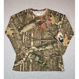 Mossy Oak Shirt Womens Size Medium Long Sleeve Crew Neck BreakUp Camo TShirt NEW